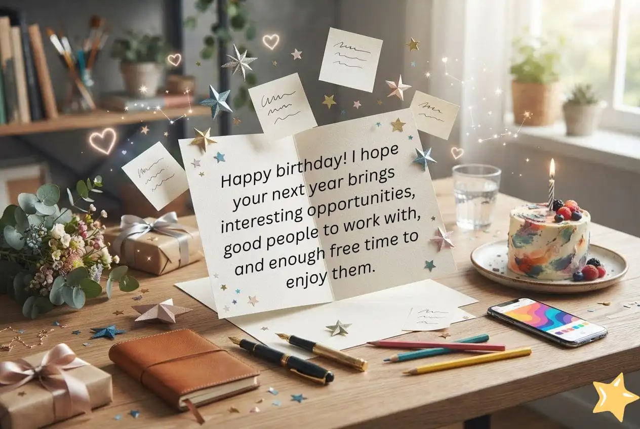 Unique and creative birthday wishes represented by a personalized greeting card and birthday ideas